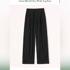 Medium regular black linen blend ultra wide leg